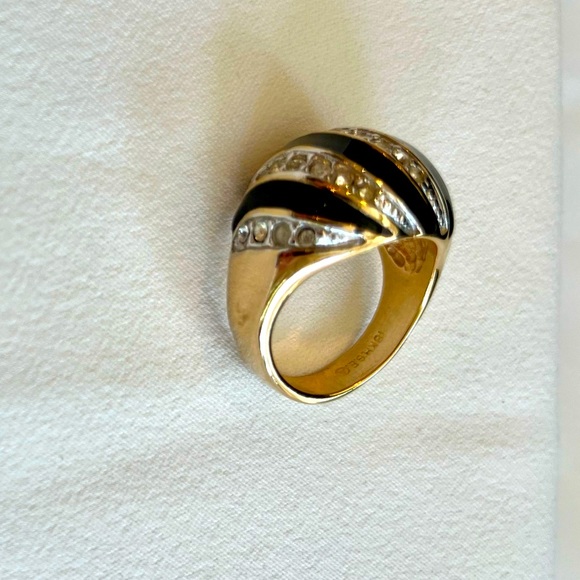 Onyx and CZ Stone Cocktail Ring - Picture 8 of 16